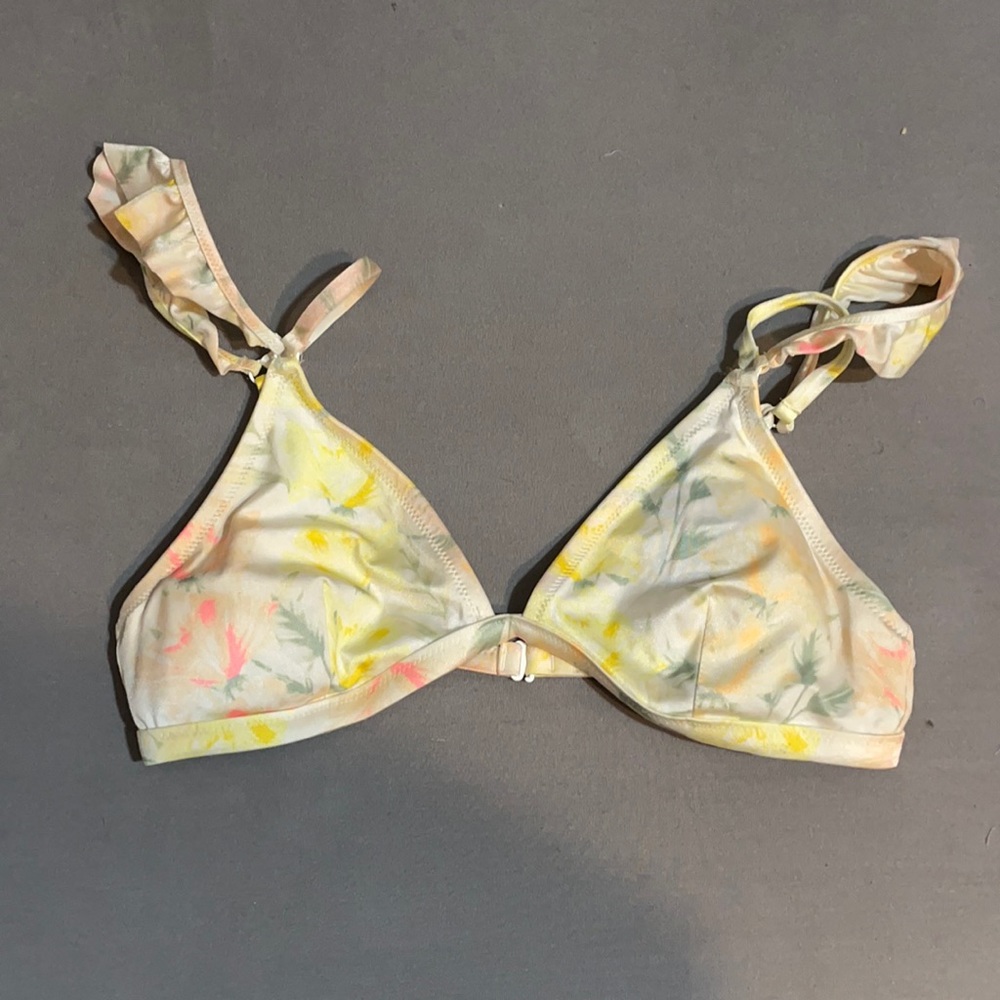 Pastel ruffle strap bikini top